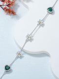 wholesale 925 Sterling Silver Heart & Flower Charm Adjustable Bracelet for Women and Girls Gift-0-3