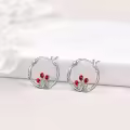 wholesale 925 Sterling Silver Red Tulip Flower Hypoallergenic Small Hoop Earrings Wholesale for Women Girls-0-1