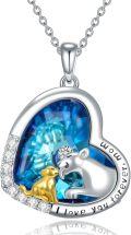 wholesale 925 Sterling Silver Mom and Baby Bear Love You Forever Heart Pendant Necklace Gifts for Women-0-0