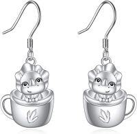 wholesale 925 Sterling Silver Cup and Dragon Charm Drop Earrings for Women-Cup Dragon Leverback Earrings