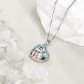 wholesale 925 Sterling Silver Heart-Shaped Abalone Shell Pendant Necklace with Crystals - Sister Gift for Women's Birthdays & Motherâs Day-0-2