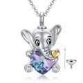 wholesale 925 Sterling Silver Elephant Crystal Heart Cremation Urn Necklace Memorial Ashes Pendant-0-0