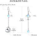 wholesale 925 Sterling Silver Moon & Stars Drop Earrings for Women - Celestial Hooks with Blue Opal Planet Charm-0-2