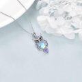 wholesale Sterling Silver Moonstone Owl Necklace Filigree Pendant Christmas Jewelry for Women Girls - Rhodium Plated-0-15