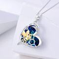 wholesale 925 Sterling Silver Blue Crystal Heart Shaped Bee Pendant Necklace for Women's Gifts-0-1