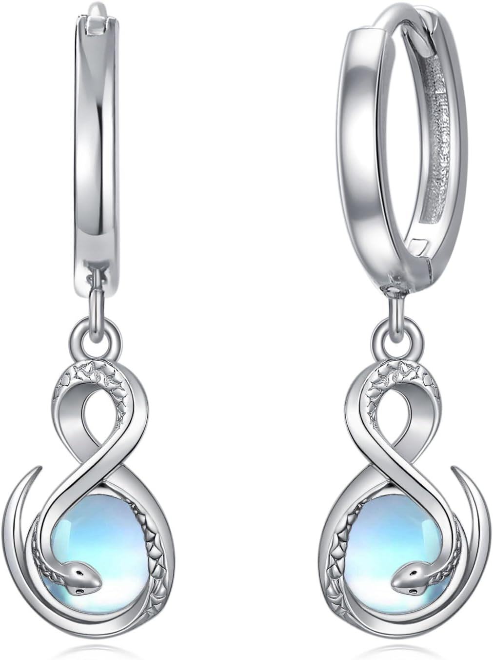 wholesale 925 Sterling Silver Infinity Moonstone Snake Drop Earring Gift for Her-0-0