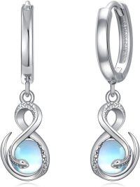 wholesale 925 Sterling Silver Infinity Moonstone Snake Drop Earring Gift for Her-Snake