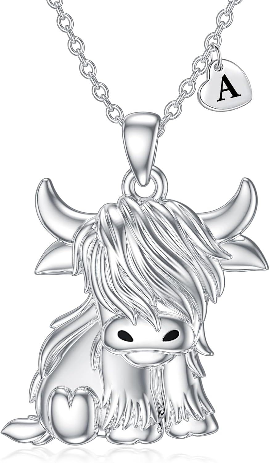 925 Sterling Silver Highland Cow Birthstone Necklace Jewelry Gifts for Women Girls-0-1