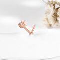 wholesale 925 Sterling Silver Plated Rose Gold Flower Cubic Zirconia L-Shaped Nose Ring (18g/20g)-0-4