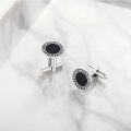 wholesale 925 Sterling Silver Black Onyx Rune Design Mens Cuff Links Stud Set Gift Boxed-0-2