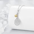 wholesale 925 Sterling Silver Tennis Racket Gold Ball Charm Pendant Necklace For Women-0-3