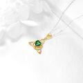 wholesale 14K Gold Green Crystal Heart Trinity Knot Pendant Necklace for Women-0-4
