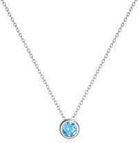 wholesale 925 Sterling Silver Green CZ Round Pendant Chain Necklace for Women Girls-December - Sea Blue