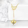 wholesale 925 Sterling Silver Honeycomb & Bee Lariat Y-Necklace with Chain 43cm Length-0-3