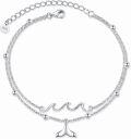 wholesale 925 Sterling Silver Whale Tail Wave Charm Anklet Jewelry for Women Girls-0-0