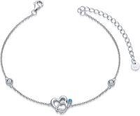 wholesale Sterling Silver Birthstone Stethoscope Bracelet for Women Nurse Doctor Gift-Simulated Aquamarine