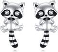 wholesale 925 Sterling Silver Raccoon Stud Earrings - Adorable Cartoon Style Charm Jewelry for Girls and Women-0-0