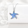 wholesale 925 Sterling Silver Starfish Blue Opal Pendant Necklace Beach s for Women-0-1