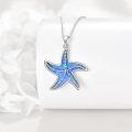 wholesale 925 Sterling Silver Blue Opal Starfish Pendant Necklace-0-1