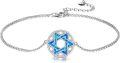 wholesale 925 Sterling Silver Blue Opal Star of David Charm Bracelet for Women Girls Gifts-0-0