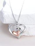 wholesale 925 Sterling Silver Heart-Shaped Sloth Pendant Necklace for Women's Gifts-0-1