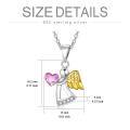 wholesale 925 Sterling Silver Red Heart & Gold Wings Guardian Angel Pendant Necklace for Women's Birthdays Gifts-0-15