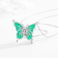 wholesale 925 Sterling Silver Green Fire Opal Butterfly Pendant Necklace Minimalist Charm s for Her-0-1