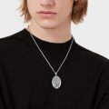 wholesale 925 Sterling Silver Oxidized Saint Michael The Archangel Oval Pendant Necklace-0-3