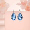 wholesale 925 Sterling Silver & Austrian Crystal Teardrop Pear Cut Leverback Earrings-0-2