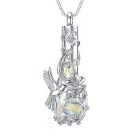 TOUPOP Sterling Silver Crystal Hummingbird Urn Necklace For Ashes-undefined