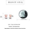 wholesale 925 Sterling Silver Highland Cow Stud Earrings with Rose Gold Accents and Black Details-0-4