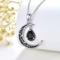 wholesale 925 Sterling Silver Crescent Moon with Amethyst Pendant Necklaces for Women s 45cm Chain Length-0-35