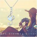 wholesale 925 Sterling Silver White Opal Heart Treble Clef Pendant Necklace for Women-0-3