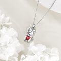 wholesale 925 Sterling Silver Gothic Cat Pendant Necklace with Red Heart Stone Witchy Jewelry for Women Men-0-2