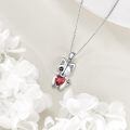 wholesale 925 Sterling Silver Gothic Cat Pendant Necklace with Red Heart Stone Witchy Jewelry for Women Men-0-2
