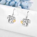 wholesale 925 Sterling Silver Squirrel Dangle Earrings with Gold Accents for Women Girls  4cm Long-0-3