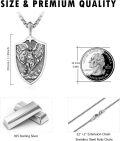 wholesale 925 Sterling Silver Archangel Michael Shield Pendant Necklace for Men Women  47mm x 38mm-0-4