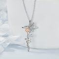 wholesale 925 Sterling Silver Butterfly Rose Heartbeat Cross Pendant Necklace for Women Gifts for Mom Wife-0-2