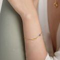 wholesale 14K Gold Hamsa Hand & Evil Eye Charm Bracelet for Women - Good Luck and Protection Jewelry (Size: S/M/L)-0-1