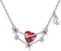 wholesale 925 Sterling Silver Heart-Shaped Garnet & Cubic Zirconia Virgo Constellation Pendant Necklace for Women and Moms-0-0