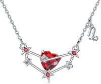 wholesale 925 Sterling Silver Heart-Shaped Garnet & Cubic Zirconia Virgo Constellation Pendant Necklace for Women and Moms-01_Capricorn(12.22-1.19)_Garnet