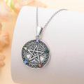wholesale 925 Sterling Silver Pentagram Tree of Life Pendant Necklace with Multi-Colored Stones for Women Girls Christian Catholic Gifts 48 Chain Length-0-3