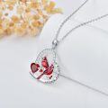 wholesale 925 Sterling Silver Red Garnet Cardinal Love Forever Heart Pendant Necklace-0-2