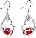 wholesale 925 Sterling Silver Football Heart Sport Drop Earrings for Women-0-0