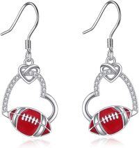 wholesale 925 Sterling Silver Football Heart Sport Drop Earrings for Women-Football B