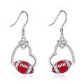 wholesale 925 Sterling Silver Football Heart Sport Drop Earrings for Women-0-0