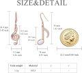 wholesale 925 Sterling Silver Plated Rose Gold Musical Note Dangle Earrings with Cubic Zirconia and Pearl Accents-0-4