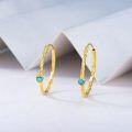 wholesale 925 Sterling Silver with Turquoise Stone Circle Endless Hoop Earrings for Women-0-17