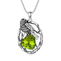 wholesale 925 Sterling Silver Birthstone Raven Necklace for Women-August