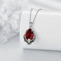 wholesale 925 Sterling Silver Red Garnet Gothic Bat Pendant Necklace Dark Punk Vampire s for Women-0-3